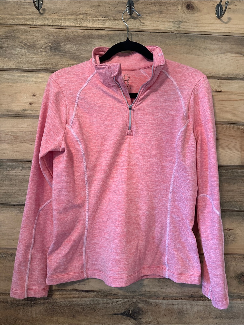 Spyder Women's Heathered Pink Quarter-Zip Turtleneck Pullover
